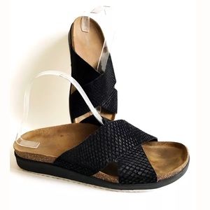 Aetrex Dawn Sandal Shoe Slide Black Cross Strap 10